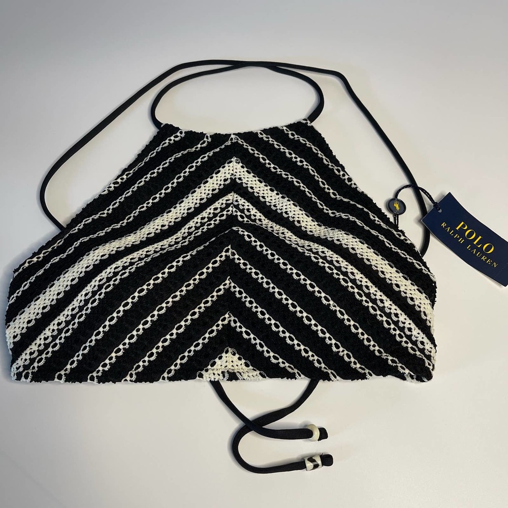 Ralph Lauren Desert Crochet Stripe High Neck Swim Bikini Top - Picture 5 of 11